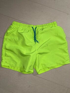 NFINITY Neon Lime Swim Trunks with Contrast Drawstring